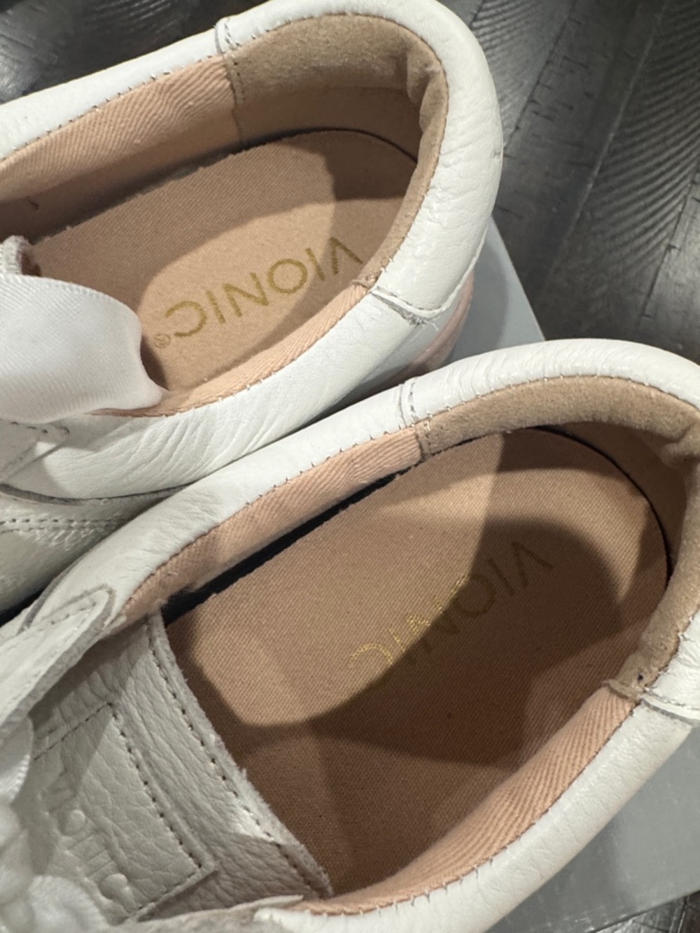 Vionic White and Pink Sneakers Sleek Minimalist Design - Picture 8 of 8
